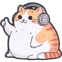 Cute Chubby Orange Cat Enamel Pin Thumbs Up Gesture Headphones Music Kitten Cartoon Animal Brooch Lapel Badge Jewelry Gift