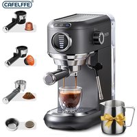 CAFELFFE Espressomaschine, 4-in-1 Kaffeemaschine, 7-stufige Kaffeebrühfunktion, Milchaufschäumer, für Nes/DG Kapseln, ESE & gemahlenen Kaffee, Heiß-/Kaltbrühfunktion