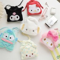 Genuine Sanrio Hello Kitty Kuromi Melody Cogimyun Plush Drawstring Bag Kawaii Coin Purse Store Small Objects Girl Birthday Gift