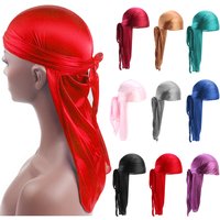 Unisex Adult Satin Long Tail Doo Rag Durag Bandanas Cap Pirate Hat Turban Men Hip Hop Headband Biker Headwrap Women Headwear