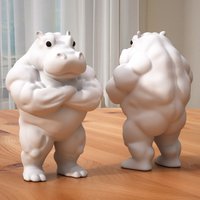1pc Muscular Hippo Statue - Durable Plastic Home Decor,Perfect Gift for Friends & Colleagues, Living Room Decoration,Hippo Decor
