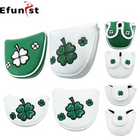 Golf Putter Covers Four Leaf Clover Pattern Golf Headcover Mallet Magnetic Closure Golf Club Covers Golf Accessories Supplies