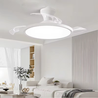 48" Modern Invisible LED Ceiling Fan Lights DC Motor Large Air Volume 4 Folding Blades Lamps For Living Room Bedroom Dining Room image 4