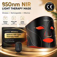 LED-Gesichtsmaske, kabellose Lichttherapie-Gesichtsmaske, 4 Modi für Anti-Aging, Hautklärung, entzündungshemmend, beruhigend, Rot/Blau LED, wiederaufladbare Rotlichtlampe für das Gesicht,