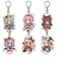 Touhou Project Shrine Maiden Hakurei Reimu Kirisame Marisa Cute Keychain SD Acrylic Key Chain Keyring