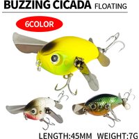 Buzzing Cicada Topwater Lure 45mm 7g Floating Hard Bait with Rattling Metal Wings Propeller for Predator Fish Bass Pike supplies