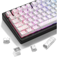 97 Keys White Topographic 4.0 PBT Keycaps Double Shot Side Print Shine Through Backlit key caps For MX Gamer Mechanical Keyboard