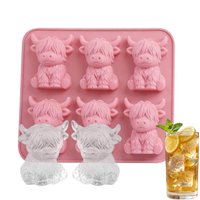 Silicone Ice Cubes Mold Highland Cattle Cute Ice Tray Novelty Whiskey Cocktail Bourbon Freezer Molds for Parties Drinking