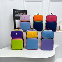Color Block Backpack with Multiple Compartments Casual Trendy Travel Bag Multilayered Collision Color Double Shoulder Bag