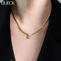 EILIECK 316L Stainless Steel Delicate Shiny Cubic Zirconia Teardrops Pendant Necklace for Women High Quality Jewelry Waterproof