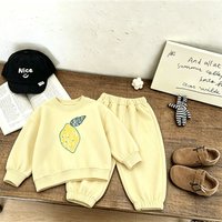 Baby Boys Girls Tracksuits Cartoon Printed Sweatshirts Loose Pants Suits Kids New Design Hoodie Solid Color Pants Two Piece Set