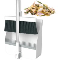 Sweeping Tool 180° Foldable Broom Dustpan Tall Brooms and Dustpans Set Indoor and Outdoor Standing for Home and Kitchen
