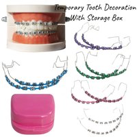 2PCS Fashion Braces Colorful Temporary Tooth Decoration With Metal Wires Metal Bracket Orthodontic Ligature Ties High Quality