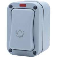 Outdoor Waterproof Doorbell Push Button Switch IP66 Dustproof Surfaces Mount With LED Light For Patio Warehouse 20A AC250V Grey