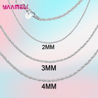 Top Sale Real Pure 925 Sterling Silver Necklace Jewelry Chain for Men Women 2MM 3MM 4MM Width Twisted Rope with Lobster Clasps