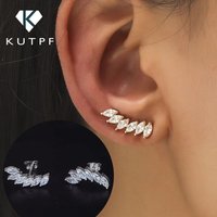 6-stone Marquise Cut Moissanite Diamond Stud Earrings for Women 925 Sterling Silver Plated 18k Gold Wing Shape Ear Studs