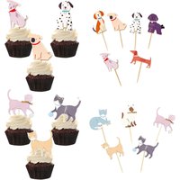 1set Pet Theme Cupcake Toppers Decoration Dog Cat Dessert Toothpicks Decor for Baby Shower Dessert Table Decor Supplies