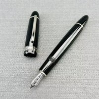 Montefiore Full Metal Fountain Pen Black Fine Nib Business Pen Practicing Calligraphy Ink Absorption Non-carbon Signature Pen