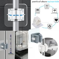 Household Bathroom Non Perforated Mop Holder, Broom Holder, and Card Holder Self-adhesive Mop Holder Kitchen Accessories
