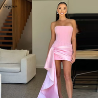 Pink Mini Prom Dresses Satin Sexy Backless Short Bodycon Draped Bespoke Occasion Dress Cocktail Party Gown Customized
