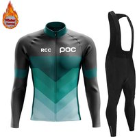 AliExpress rcc poc 2026 Pro Team Winter Thermal Fleece Long Sleeve Cycling Jersey Set Bib Pants Ropa Ciclismo Bicycle Clothing MTB Bike Mens Suit