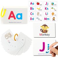 Flash Cards Alphabet Double Sided Flash Cards Toddlers ABC Letters Learning Toy Educational Preschool Kids Children Flashcards