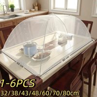 1-6pcs Foldable Food Mesh Cover Anti-fly Umbrella Tent Cover Vegetable Fruit Breathable Insect-Proof Lid Food Protection Gadge