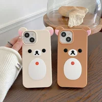 Rilakkuma Bear 3D Cute Cartoon Phone Case For iPhone 17 16 15 14 13 12 11 Pro Max Soft Silicone Shockproof Protective Case