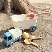 Beach Sand Toys Wagon Set Dump Truck Car Toy with Sand Shovels Rake for Kids Toddlers Sandbox Toys Gifts Travel Vacation