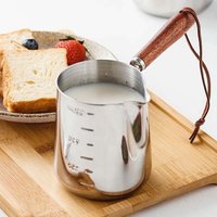 Kitchen Pot Scaled Turkish Coffee Pot Wood Handle Stainless Steel Butter Warmer Pot Hangable Rustproof Milk Saucepan Tea
