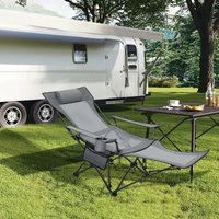 Ultralight Deck Chair Foldable Camping Chair Sun Beach Lounger with Footrest Adjustable Backrest for Outdoor Fishing Barbecue