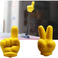 Cute Victory Finger Car Antenna Topper Eva Decorative Car Topper Balls Yellow Random 1pc