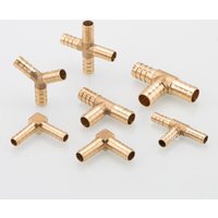 T-Stück T Typ 3 Dreiwege-Messingrohrverschraubungs-Anschlussadapter 4 mm 5 mm 6 mm 8 mm 10 mm 12 mm 16 mm 19 mm Schlauchtülle