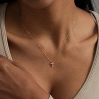 New 18K Gold Plated Cross Necklace for Women Delicate Choker Fashion Daily Office Work Versatile Elegant Jewelry Gift