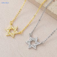 MHS.SUN Inlaid Zircon Hexagram Pendant Necklaces Fashion Star of David Gold/Silver Color Chain Party Jewelry For Women Men