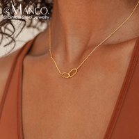eManco Hot Geometric Double Paperclip Pendant Fashion Stainless Steel Link Infinity Necklace Simple Jewelry Wholesale