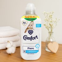 Comfort Pure Fabric Conditioner 990ML, Sensitive Skin Gentle Softener, Baby Clothes Laundry Care