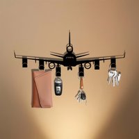 1pc Metal Airplane Key Rack, Wall-mounted Key Holder Organizer for Entryway Storage, Black Durable Jewelry Hook, Office & Front