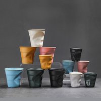 Stoneware Coffee Creative Hand-pinched Pleated Cup Ceramic Latte Cup Espresso Cup Vintage Afternoon Tea Cup