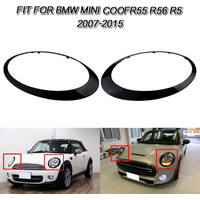 2X Gloss Black Headlight Trim Rings Bezel Cover For 2007-2015 Mini Cooper R55 R56 R57