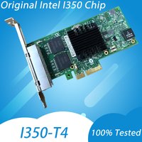 Karta sieciowa I350-T4 Quad 4 Port PCIe x1 Gigabit Ethernet z chipem Intel, RJ45, wewnętrzna karta sieciowa serwerowa NIC 1000Mbps do komputerów stacjonarnych i serwerów.