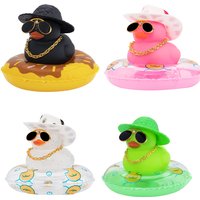 Car Duck Ornament Dashboard Decorations Rubber Duck Car for Car Dashboard Accessories with Swim Ring