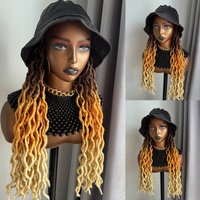 WIGERA Long Grey Light Dark Green Soft Gypsy Braids Goddess Faux Locs With Bucket Hat Twist Braiding Extensions For Black Women