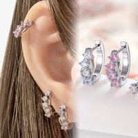 Hypoallergenic Titanium Cubic Zircon Ear Hoop, CZ Ear Huggie Earrings for Sensitive Ears Cartilage Helix Conch