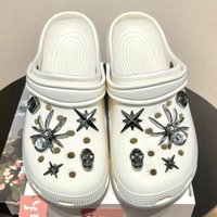 10PCS DIY Spider Set Theme Hole Shoe Charms Dark Color Kids Beach Shoe Accessories Gift for Girls Party