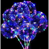 5/15 szt. Kolorowe balony LED z uchwytem na patyku, 20-calowe świecące przezroczyste balony Bobo do dekoracji na przyjęcia i urodziny