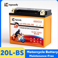 Ingeosolly 20L-BS 12V 15Ah Motorrad-Starterbatterie CCA600 Lithium-Starterbatterie mit BMS-Spannungsanzeige für ATV UTV Roller Schneemobil Yamaha Honda Suzuki