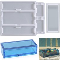 R3MC – moules en résine pour boîte à dominos en Silicone, moule de rangement de bijoux en époxy, moule rectangulaire 19x15cm pour bricolage