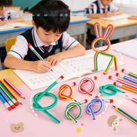 10pcs of Magic Bending Soft Pen, with eraser, rich colors, innovative ideas, curved pencil, suitable for student gifts, school s