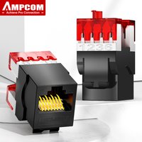 AMPCOM Cat6 RJ45 UTP Keystone Jack 180 Degree Punch Down Type, 50U Gold Plated Network Plug Module Connector for Office, Home